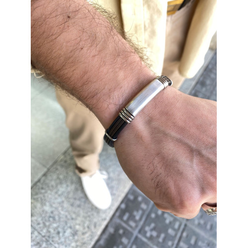 PULSERA LISKA ACERO Y PIEL