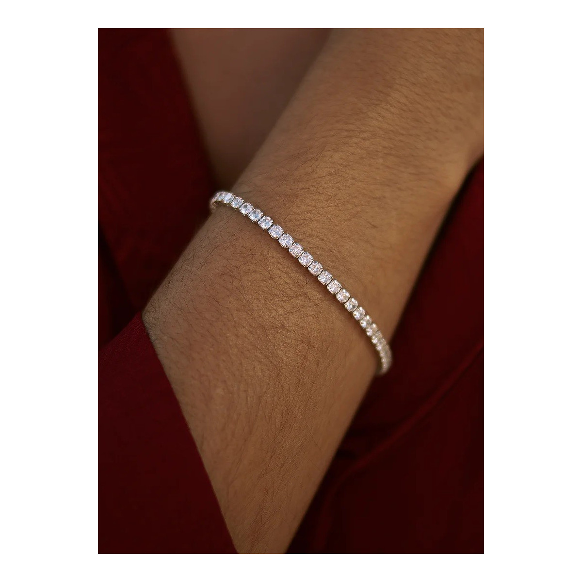 Pulseras riviere de plata con circonita talla radiante