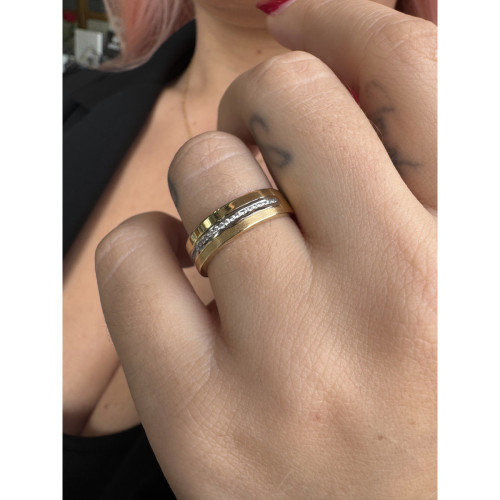 Anillo Oro Combinado 18kt y circonitas